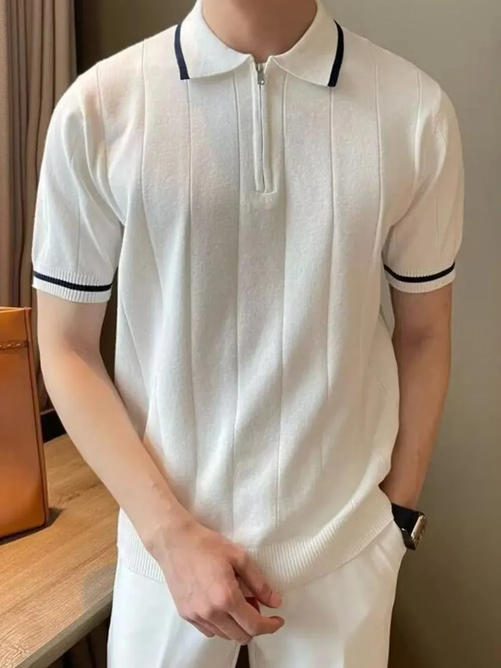 Men's Plus Size Quarter Zip Short Sleeve Polo sold by Gigi Laurent
