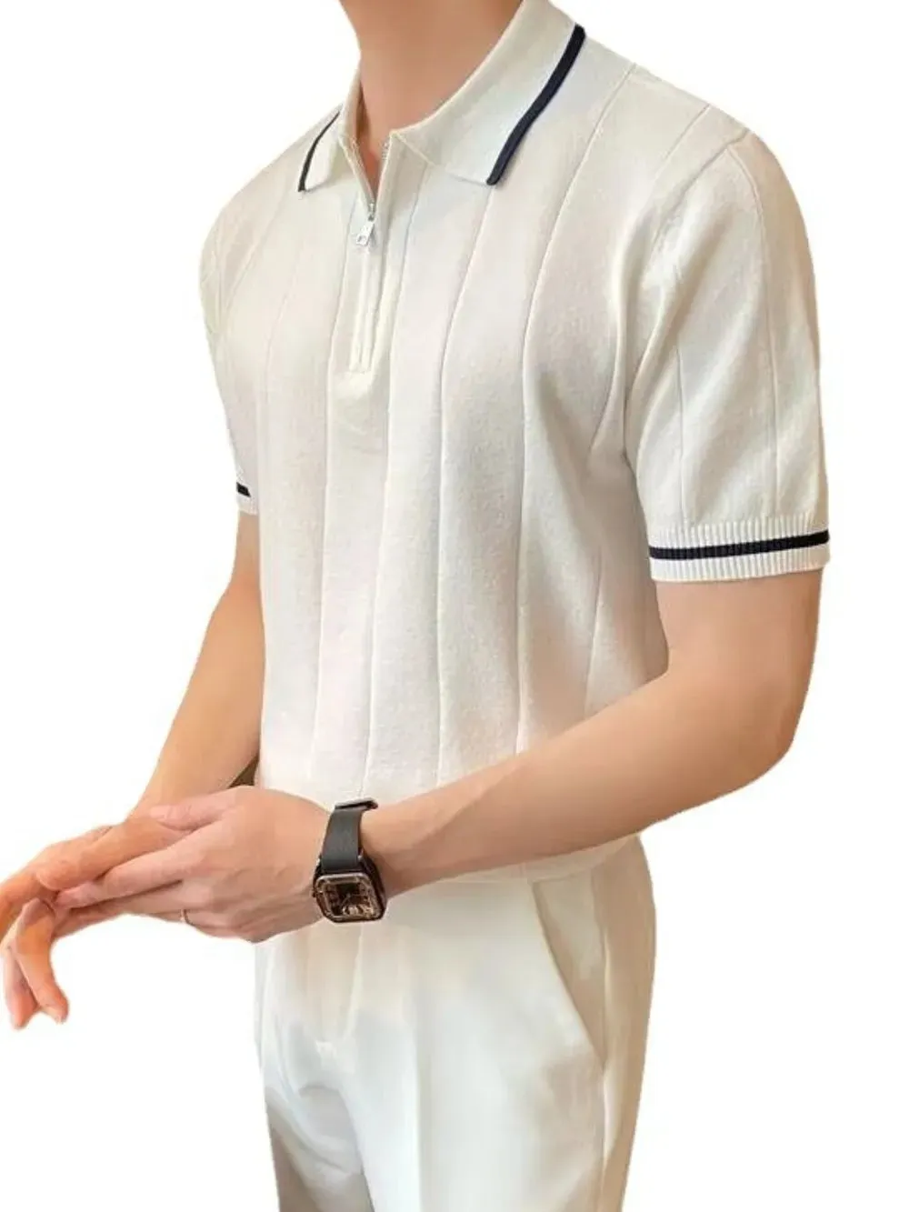 Men's Plus Size Quarter Zip Short Sleeve Polo sold by Gigi Laurent product image thumbnail 5