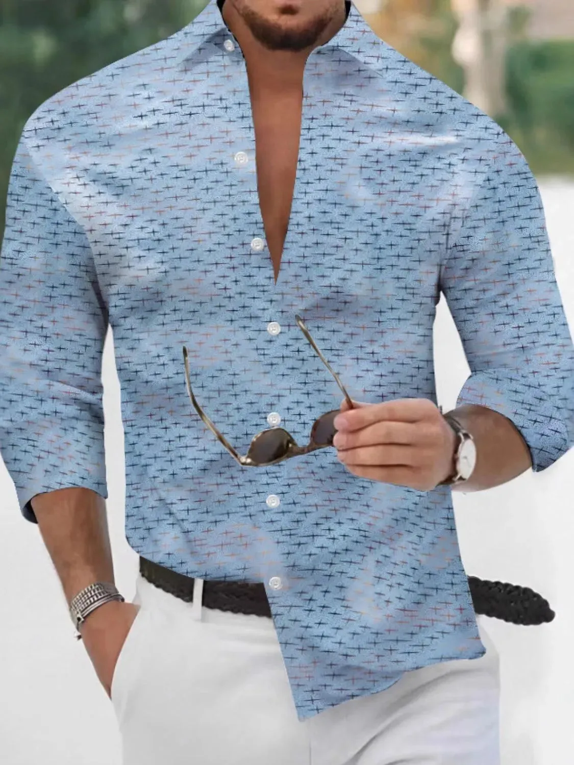 Men's Full Size Collared Neck Long Sleeve Shirt Plus Size sold by Gigi Laurent product image thumbnail 3