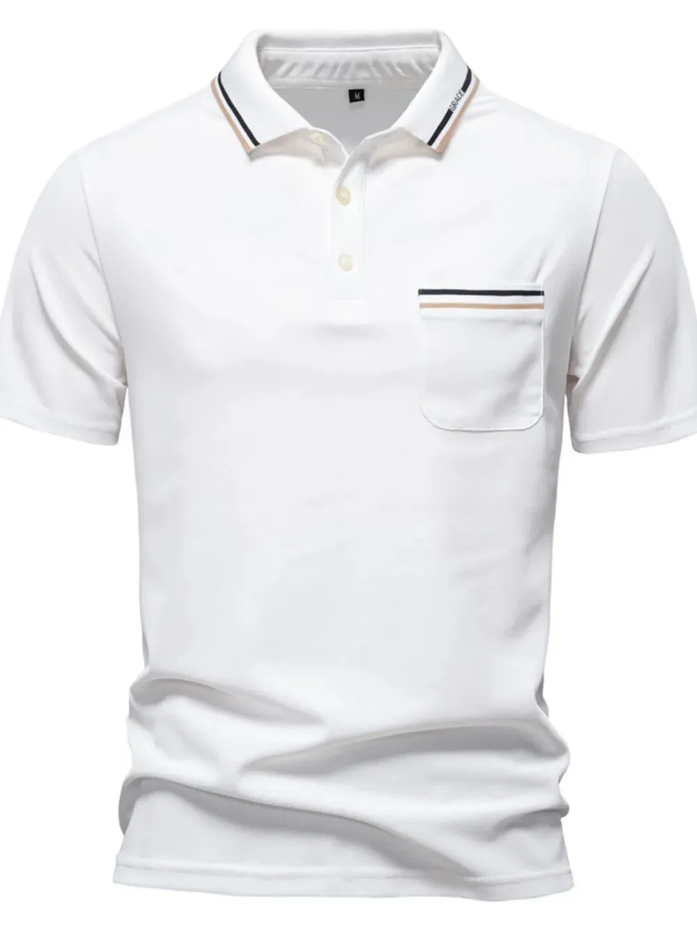 Men's Short Sleeve Collared Neck Striped Polo sold by Gigi Laurent