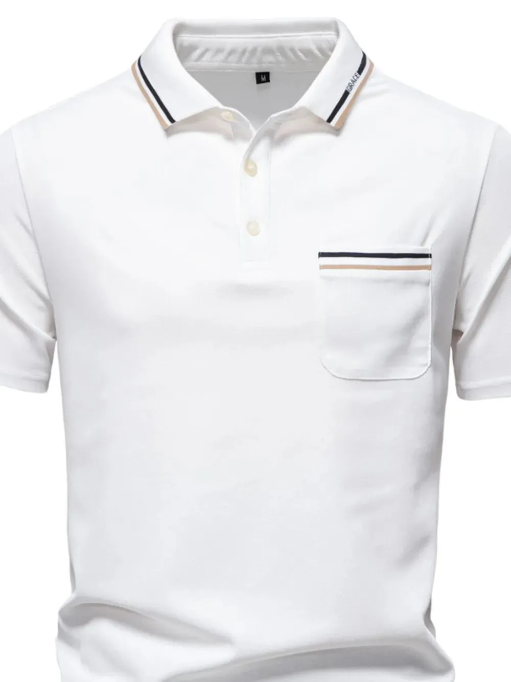 Men's Short Sleeve Collared Neck Striped Polo sold by Gigi Laurent product image thumbnail 4