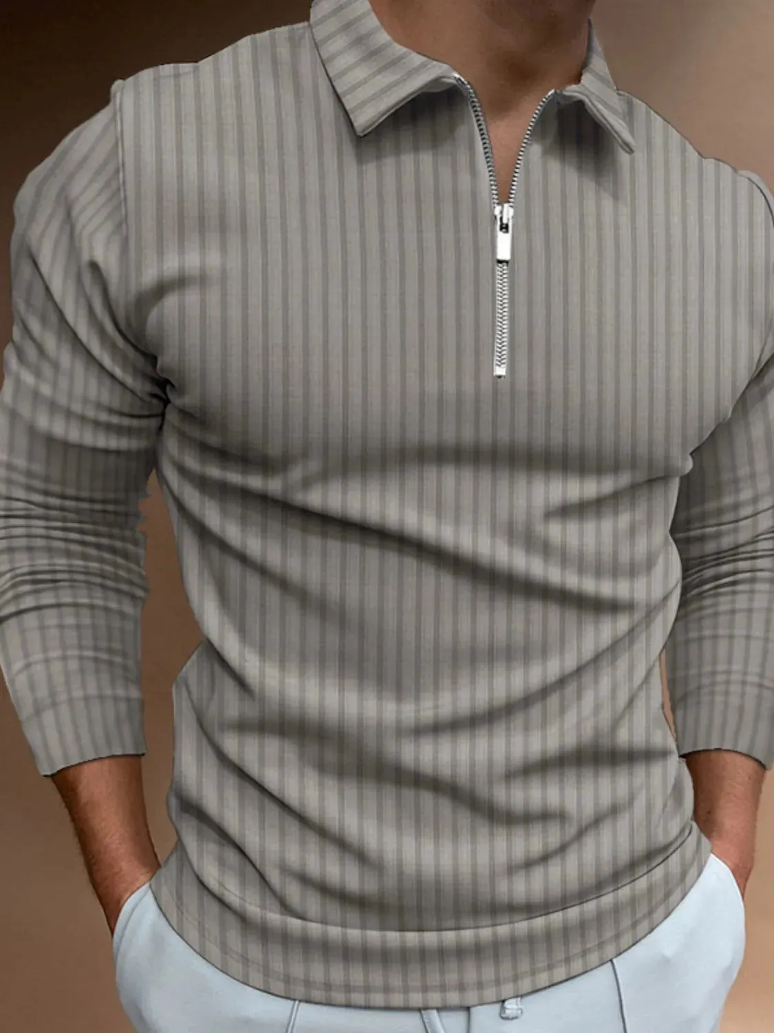 Men‘s Full Size Collared Neck Long Sleeve Polo Plus Size sold by Gigi Laurent product image thumbnail 5