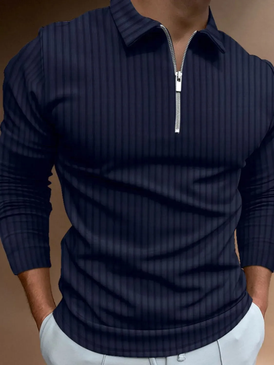 Men‘s Full Size Collared Neck Long Sleeve Polo Plus Size sold by Gigi Laurent product image thumbnail 3
