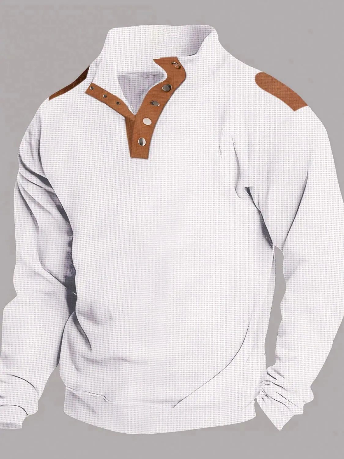 Men's Full Size Stand Collar Long Sleeve Polo Plus Size sold by Gigi Laurent product image thumbnail 2