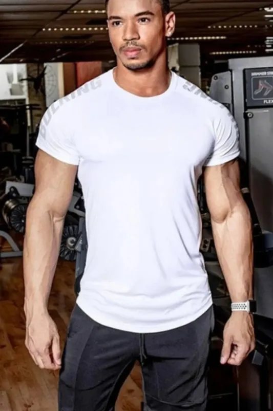 Men's Plus Size Letter Round Neck Short Sleeve T-Shirt sold by Gigi Laurent