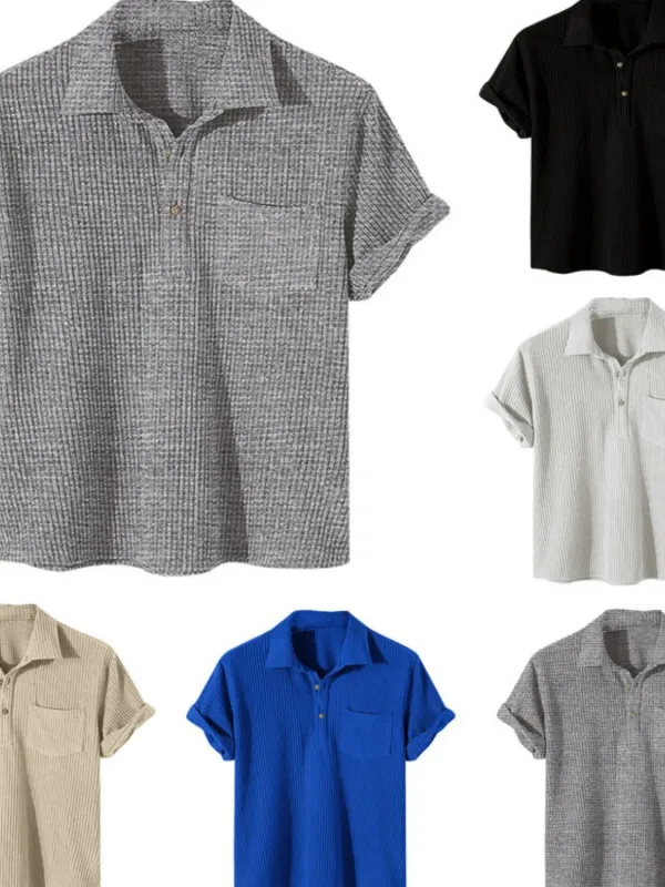 Men's Full Size Waffle-Knit Short Sleeve Polo Plus Size sold by Gigi Laurent