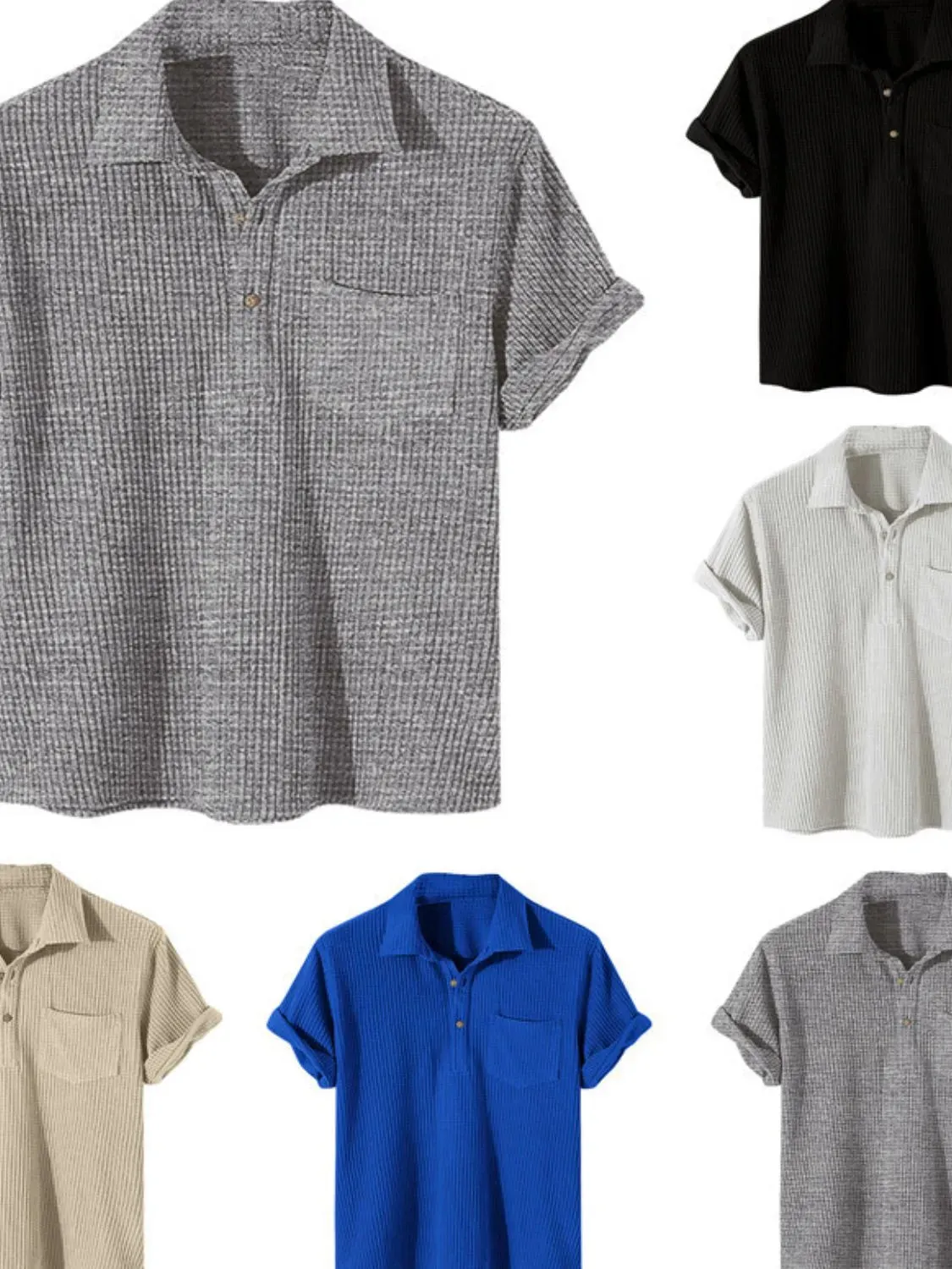 Men's Full Size Waffle-Knit Short Sleeve Polo Plus Size sold by Gigi Laurent