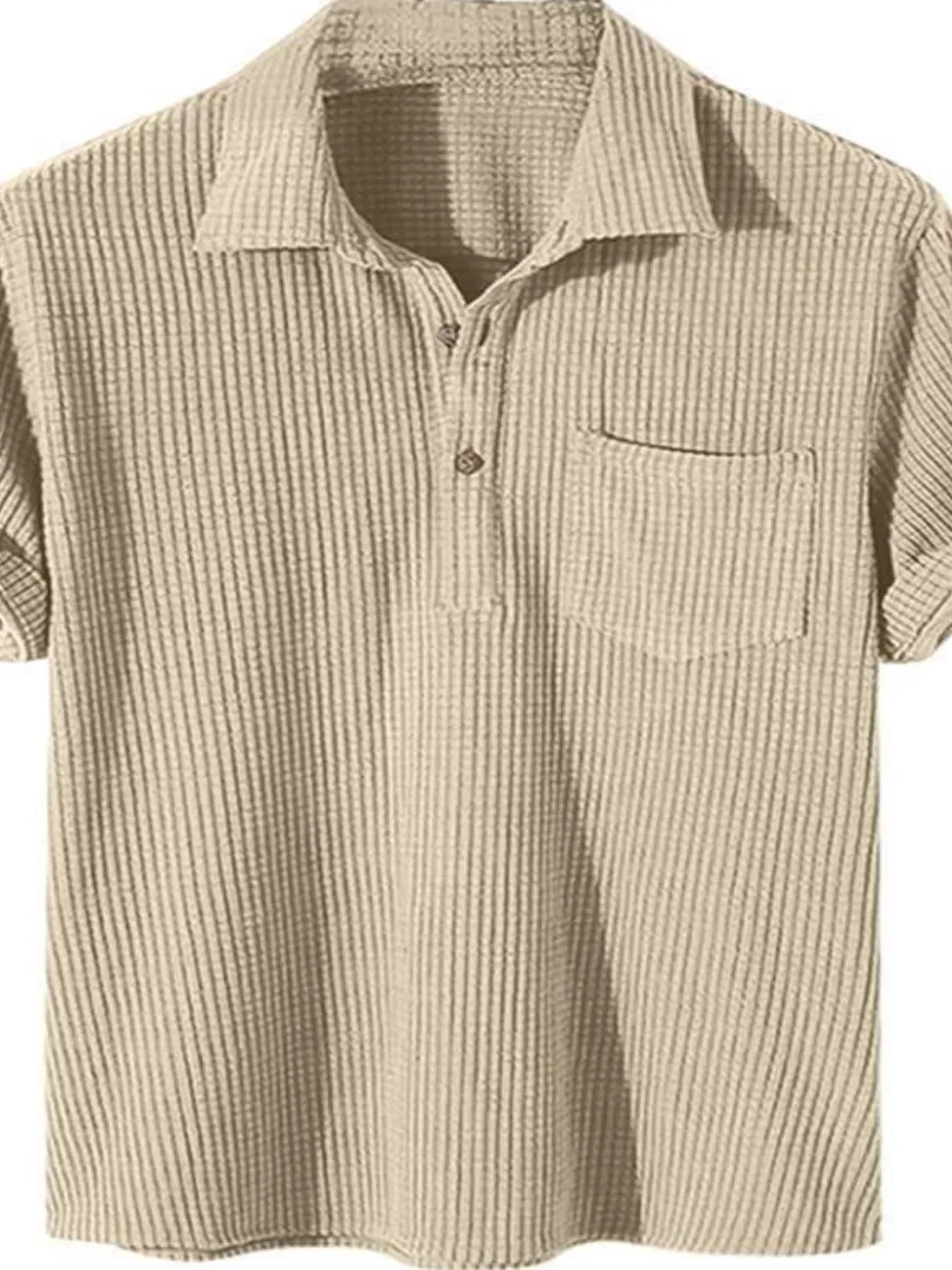 Men's Full Size Waffle-Knit Short Sleeve Polo Plus Size sold by Gigi Laurent product image thumbnail 5