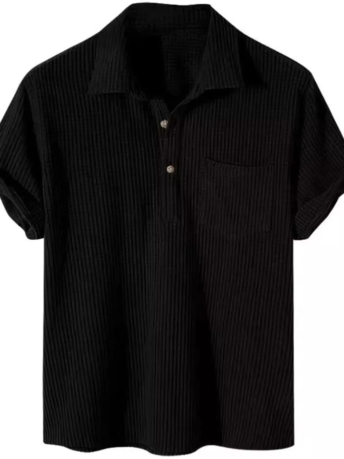 Men's Full Size Waffle-Knit Short Sleeve Polo Plus Size sold by Gigi Laurent product image thumbnail 2
