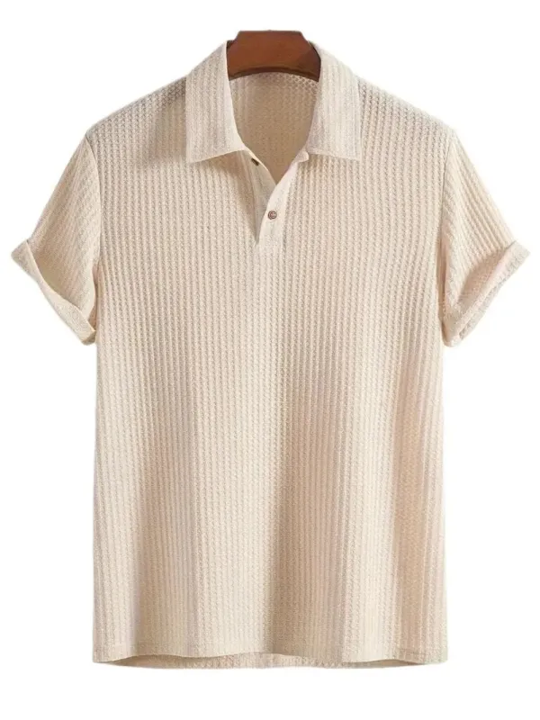 Men's Waffle-Knit Collared Neck Short Sleeve Polo sold by Gigi Laurent