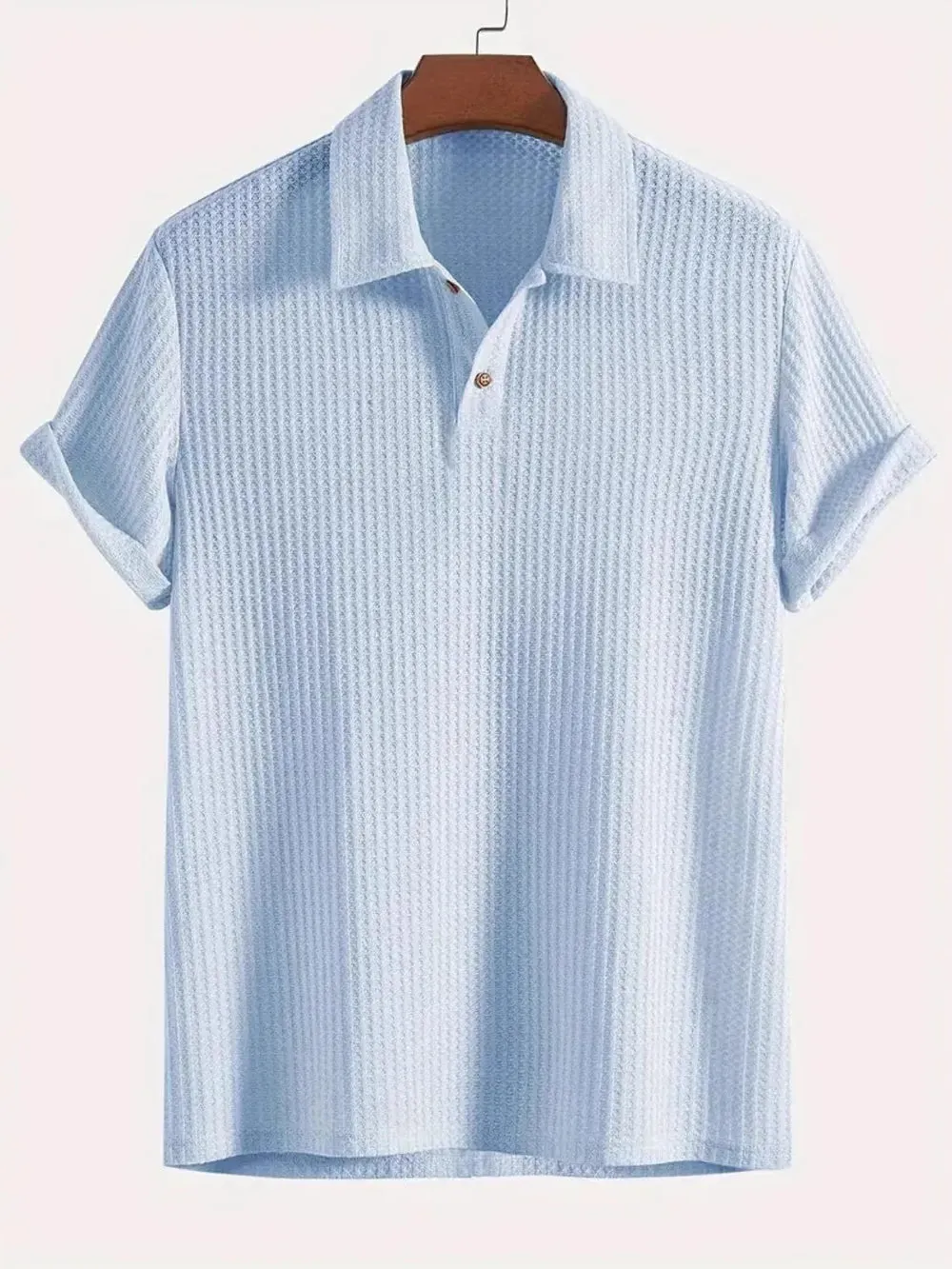 Men's Waffle-Knit Collared Neck Short Sleeve Polo sold by Gigi Laurent product image thumbnail 4