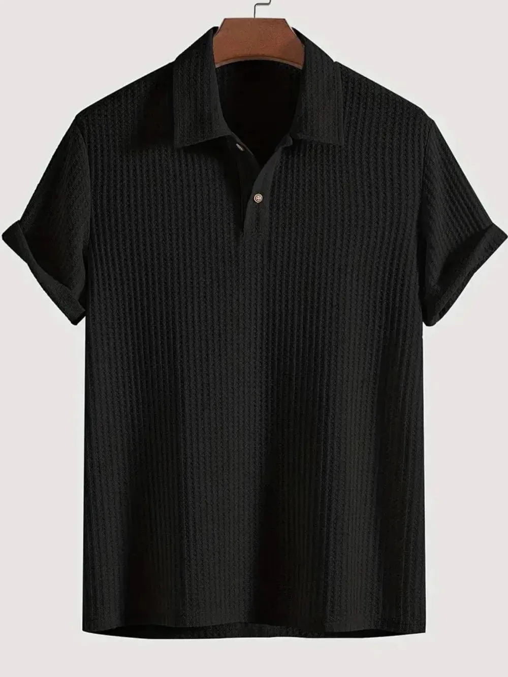 Men's Waffle-Knit Collared Neck Short Sleeve Polo sold by Gigi Laurent product image thumbnail 5