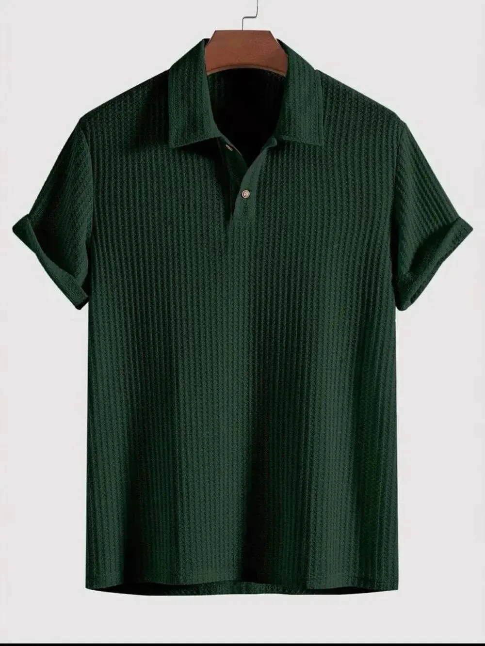 Men's Waffle-Knit Collared Neck Short Sleeve Polo sold by Gigi Laurent product image thumbnail 3