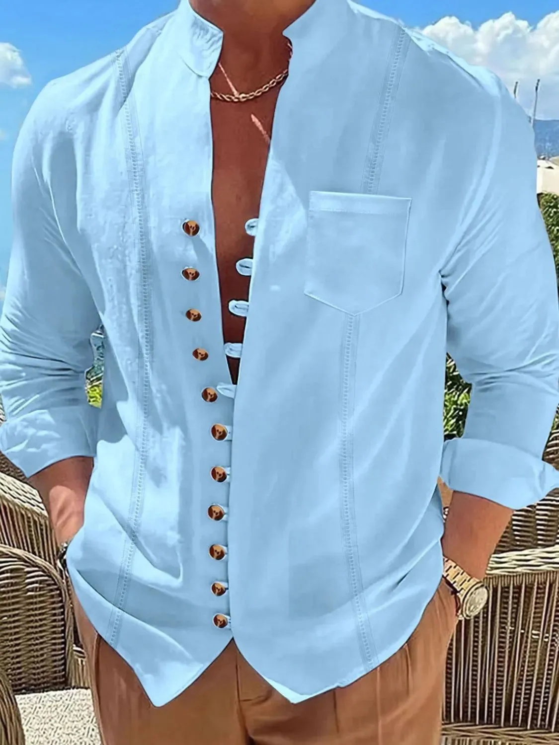 Men's Full Size Button Up Long Sleeve Shirt Plus Size sold by Gigi Laurent product image thumbnail 5