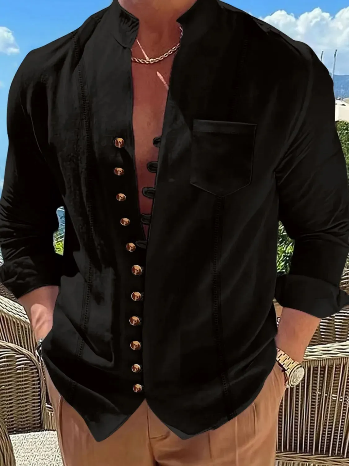 Men's Full Size Button Up Long Sleeve Shirt Plus Size sold by Gigi Laurent product image thumbnail 3
