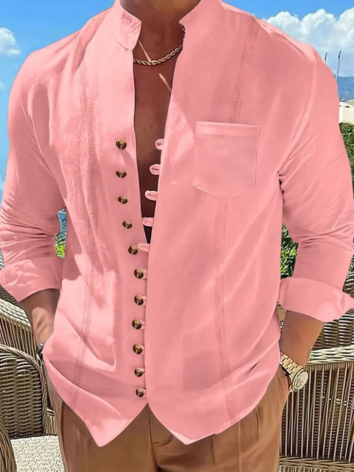 Men's Full Size Button Up Long Sleeve Shirt Plus Size sold by Gigi Laurent product image thumbnail 4