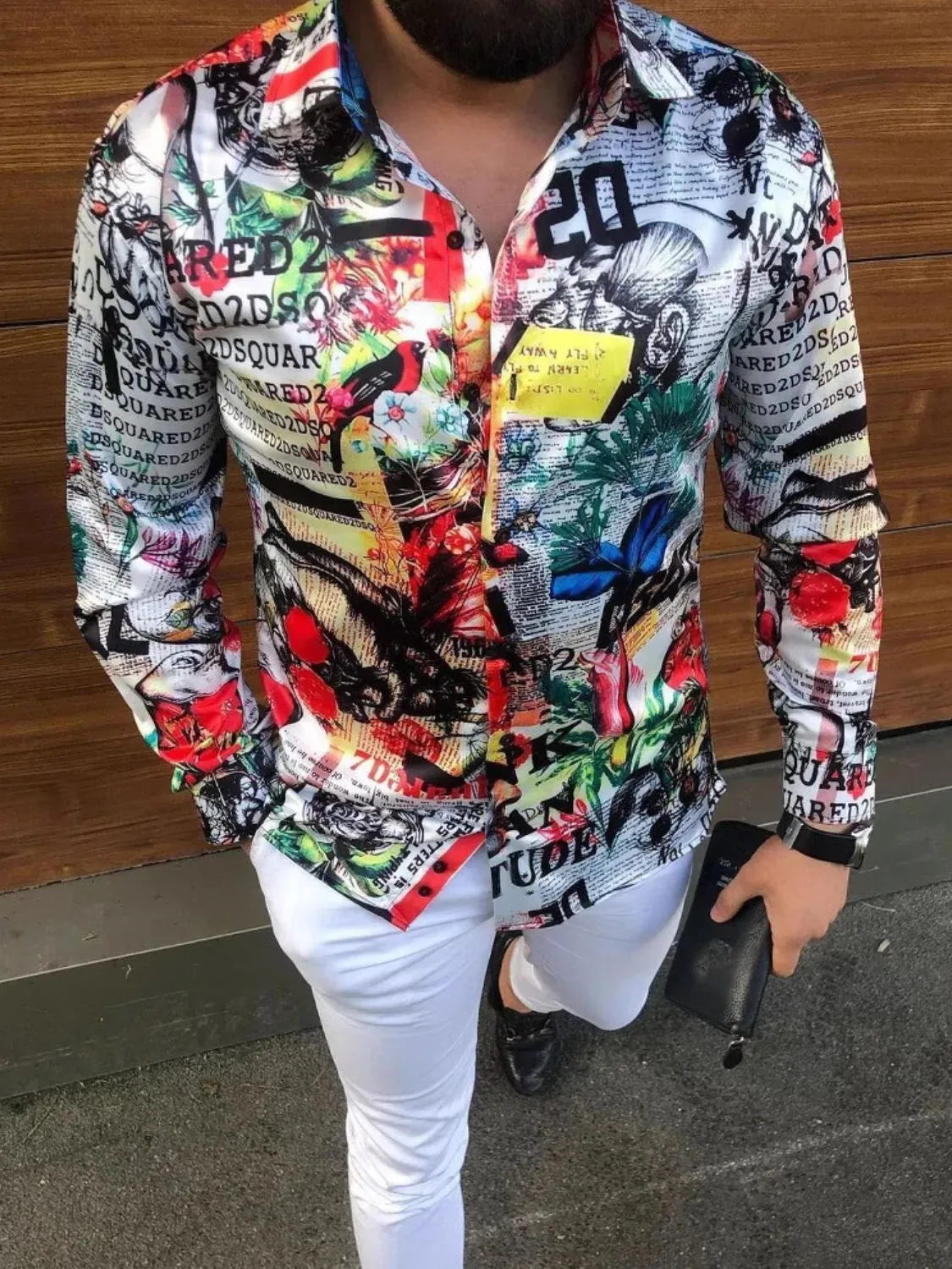 Men's Full Size Printed Collared Neck Long Sleeve Shirt Plus Size sold by Gigi Laurent product image thumbnail 2