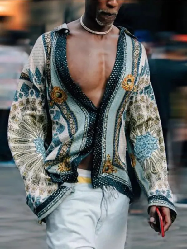 Men's Full Size Collared Neck Long Sleeve Shirt Plus Size sold by Gigi Laurent