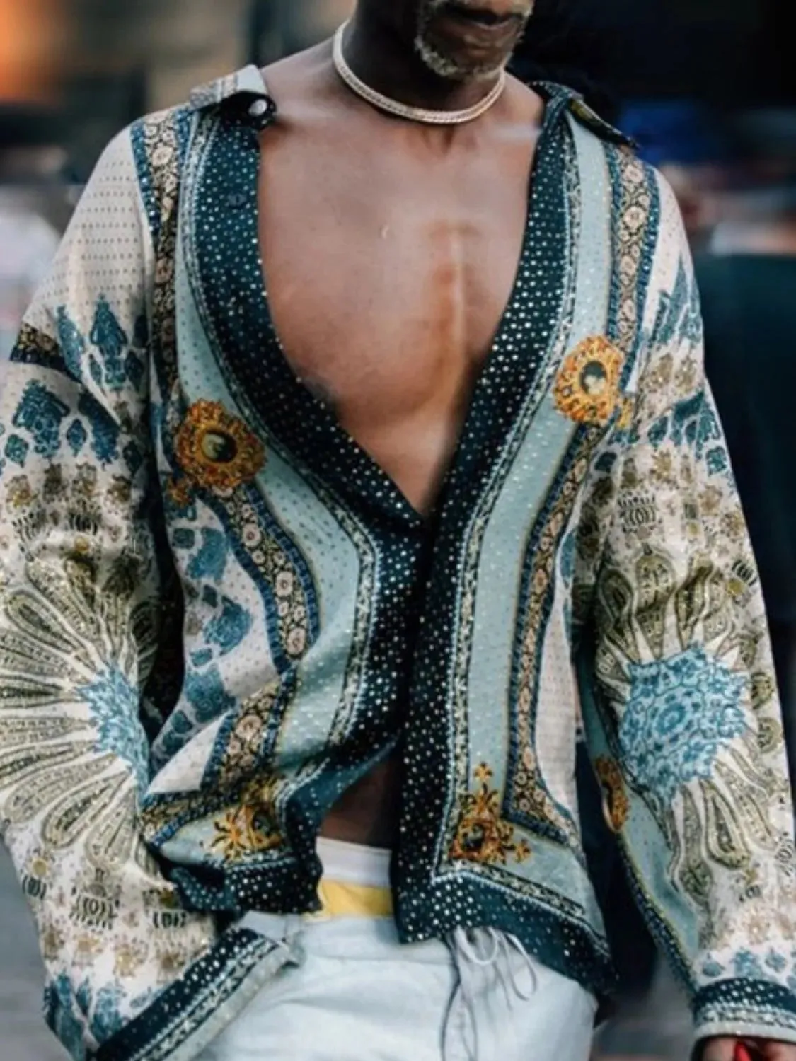 Men's Full Size Collared Neck Long Sleeve Shirt Plus Size sold by Gigi Laurent product image thumbnail 5