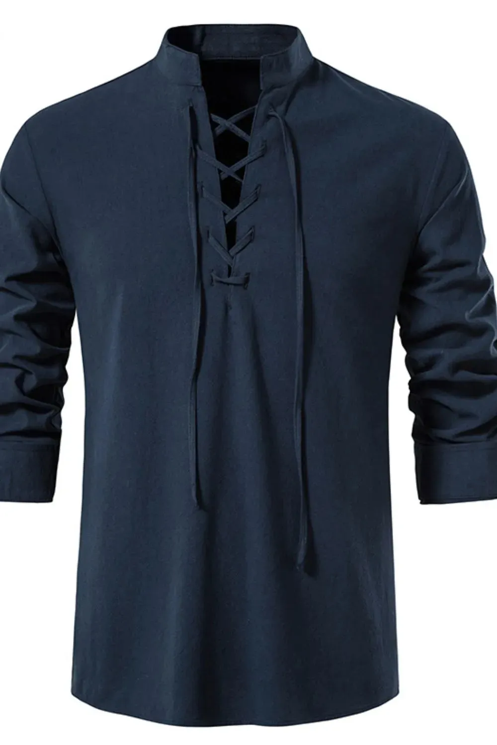 Men's Lace Up Long Sleeve Polo sold by Gigi Laurent product image thumbnail 5