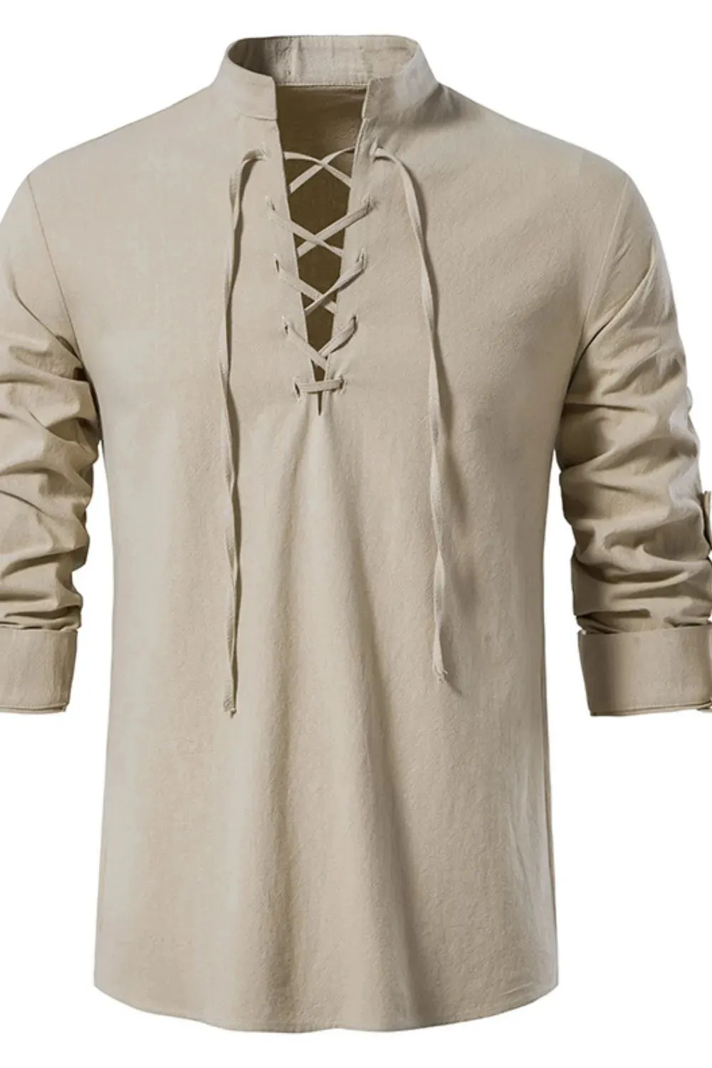 Men's Lace Up Long Sleeve Polo sold by Gigi Laurent product image thumbnail 2