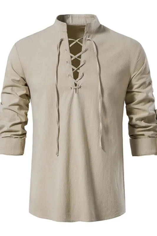 Men's Lace Up Long Sleeve Polo sold by Gigi Laurent