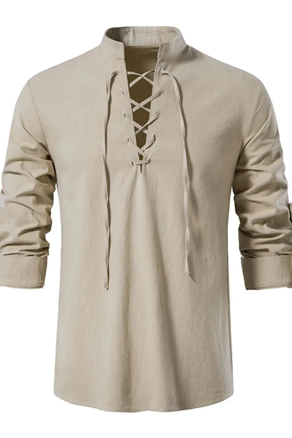 Men's Lace Up Long Sleeve Polo sold by Gigi Laurent