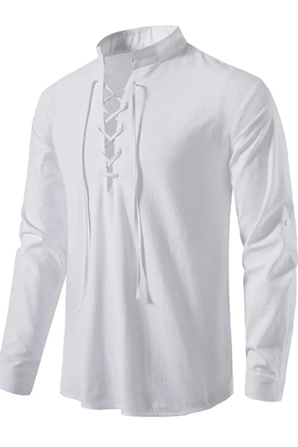 Men's Lace Up Long Sleeve Polo sold by Gigi Laurent product image thumbnail 4