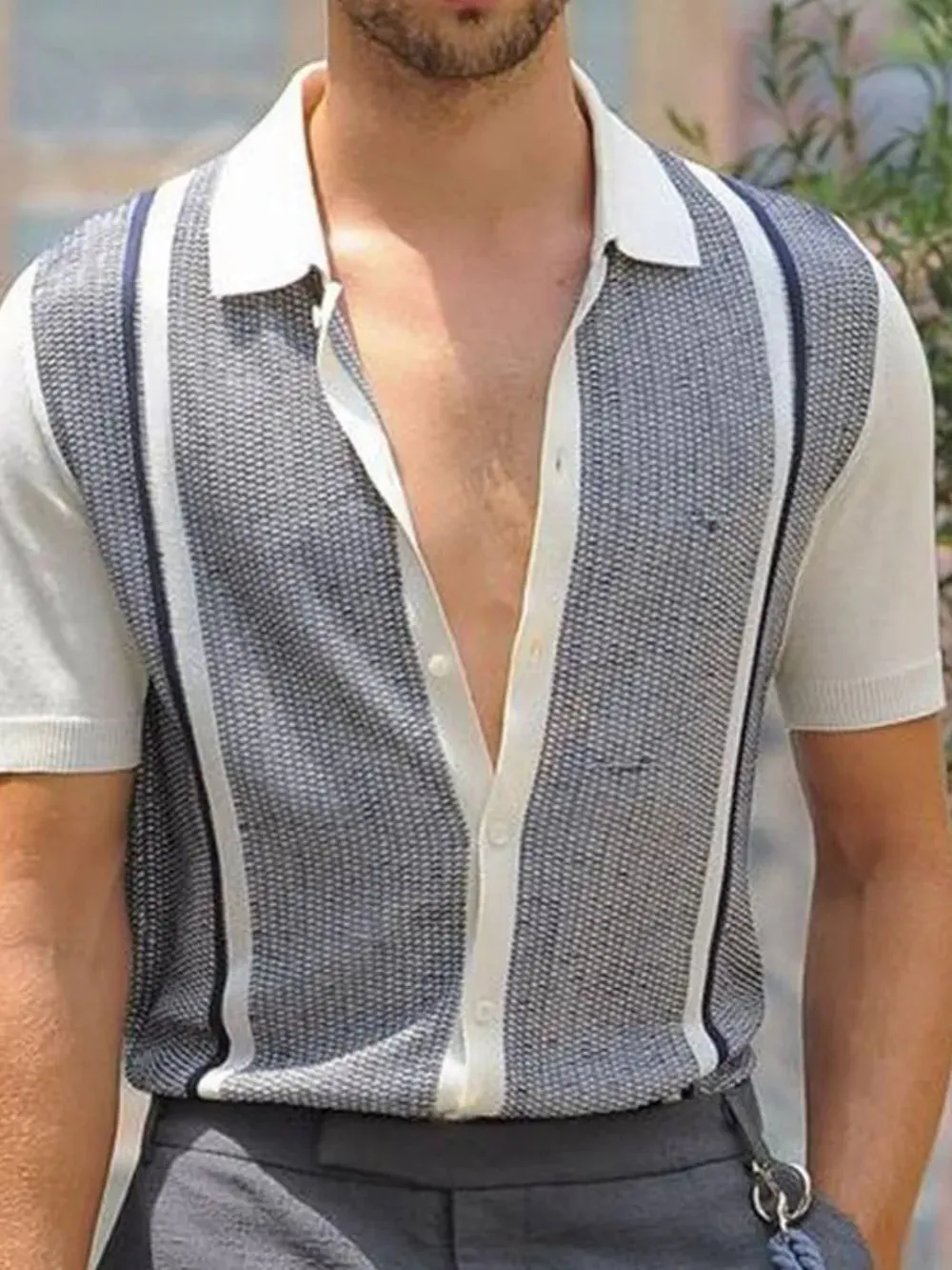 Men's Plus Size Button Up Short Sleeve Shirt sold by Gigi Laurent product image thumbnail 4