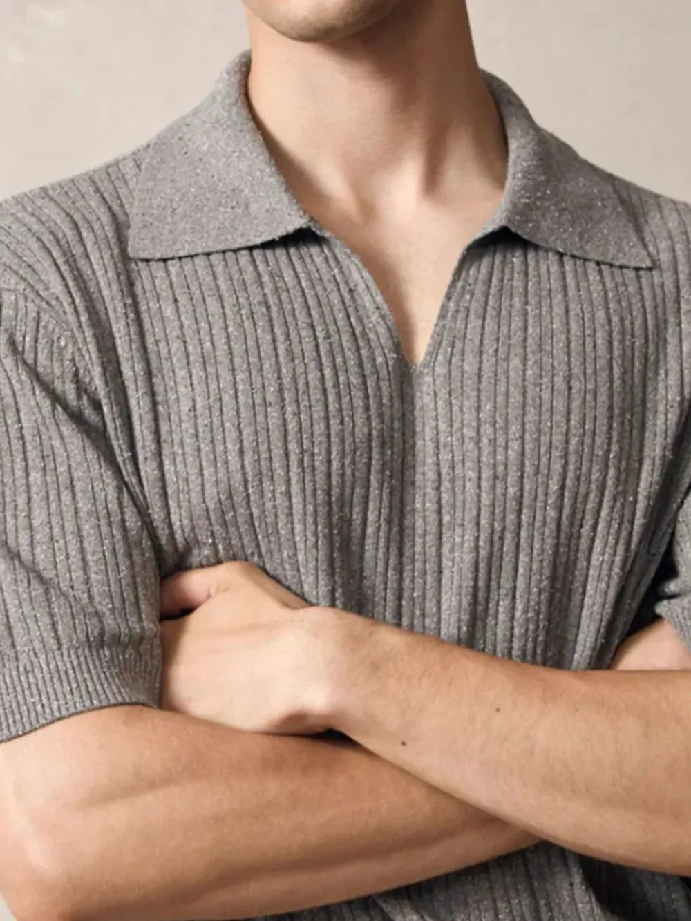 Men's Plus Size Johnny Collar Half Sleeve Knit Polo sold by Gigi Laurent product image thumbnail 4