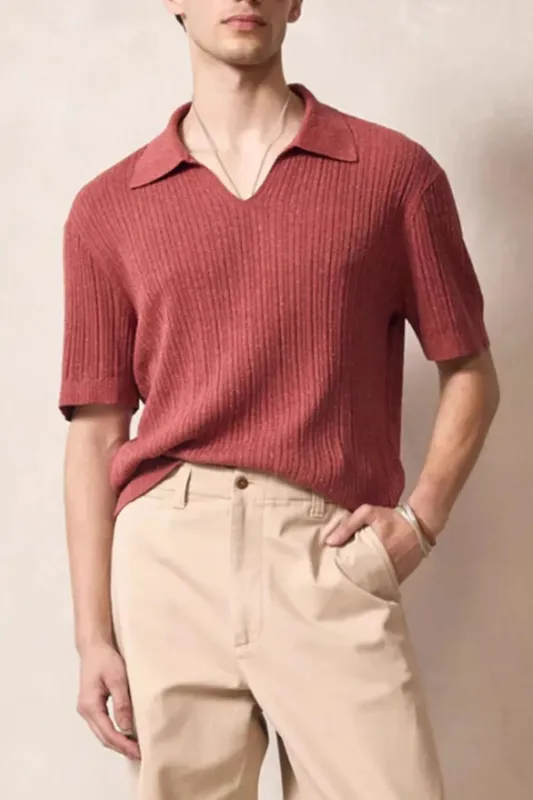 Men's Plus Size Johnny Collar Half Sleeve Knit Polo sold by Gigi Laurent