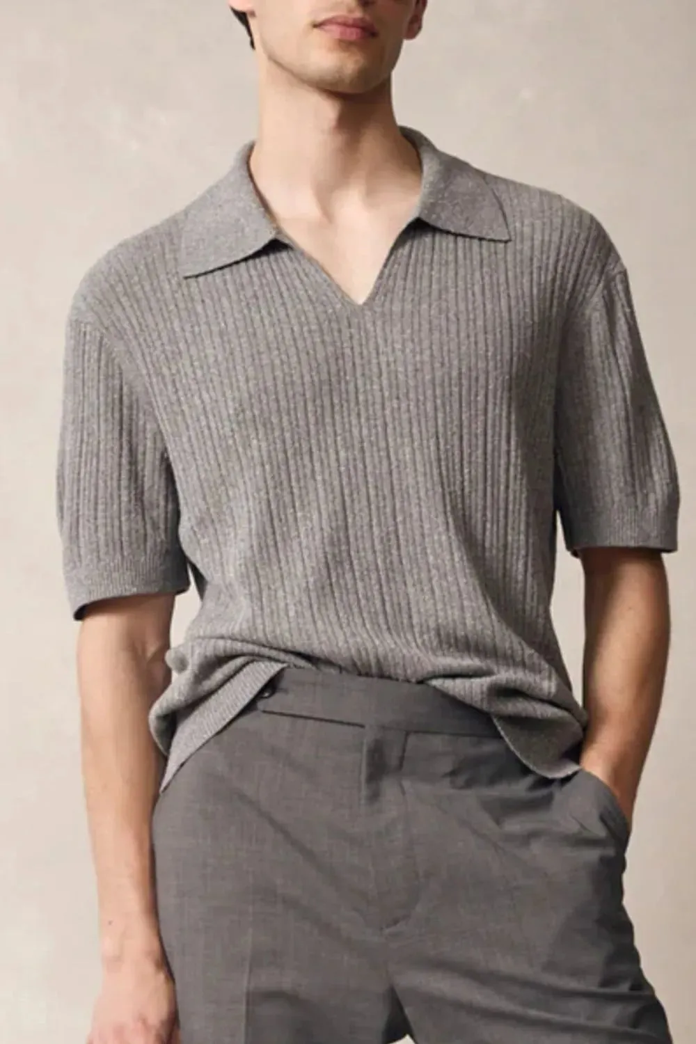 Men's Plus Size Johnny Collar Half Sleeve Knit Polo sold by Gigi Laurent product image thumbnail 3