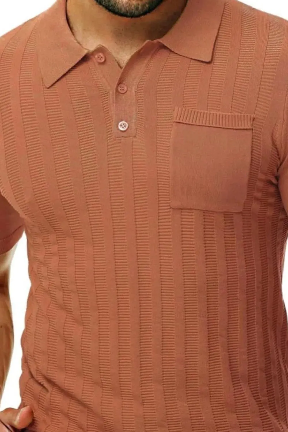 Men's Full Size Textured Short Sleeve Polo Plus Size sold by Gigi Laurent product image thumbnail 4
