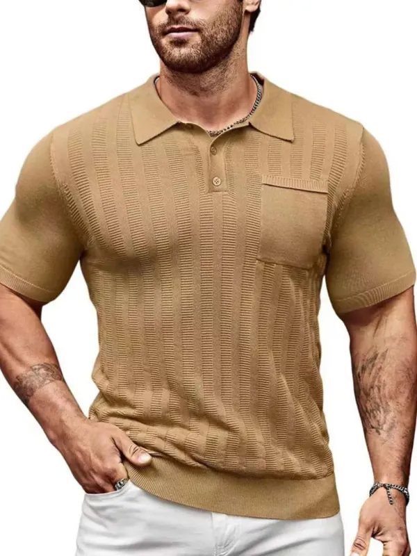Men's Full Size Textured Short Sleeve Polo Plus Size sold by Gigi Laurent