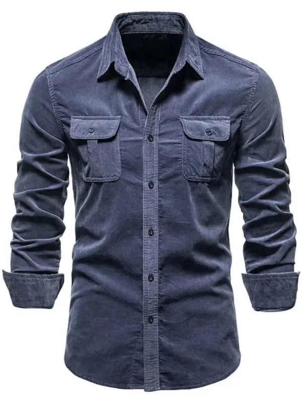 Men's Full Size Collared Neck Button Down Shirt with Chest Pockets Plus Size sold by Gigi Laurent