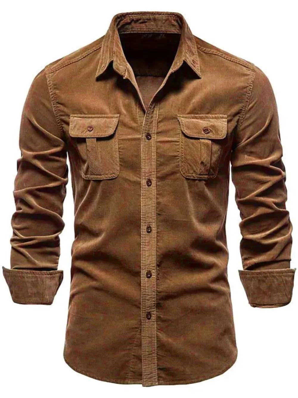 Men's Full Size Collared Neck Button Down Shirt with Chest Pockets Plus Size sold by Gigi Laurent product image thumbnail 4