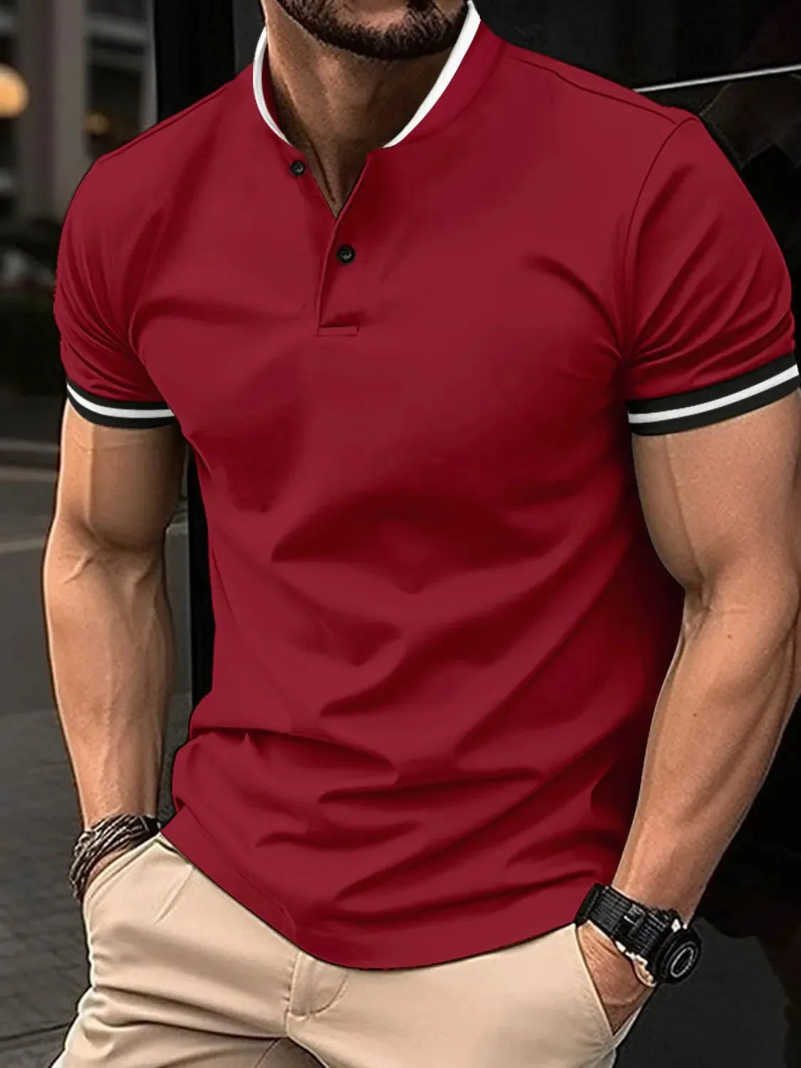 Men's Full Size Button Detail Short Sleeve Polo Plus Size sold by Gigi Laurent product image thumbnail 2