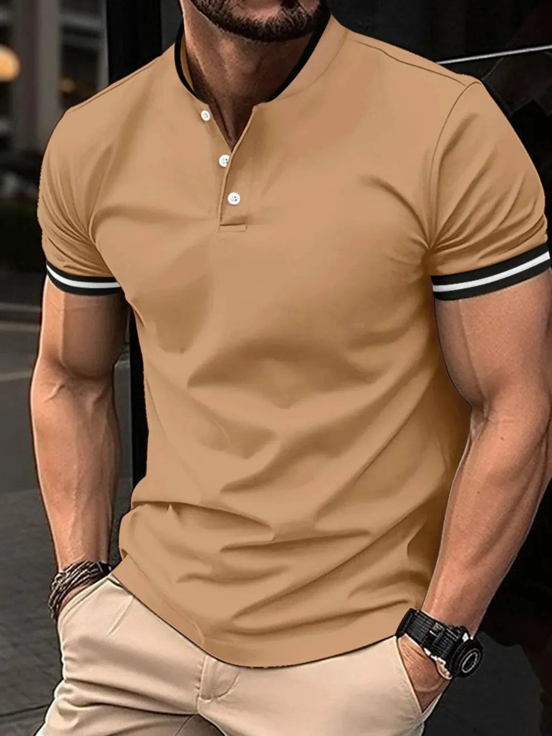 Men's Full Size Button Detail Short Sleeve Polo Plus Size sold by Gigi Laurent product image thumbnail 4
