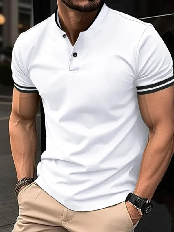 Men's Full Size Button Detail Short Sleeve Polo Plus Size sold by Gigi Laurent