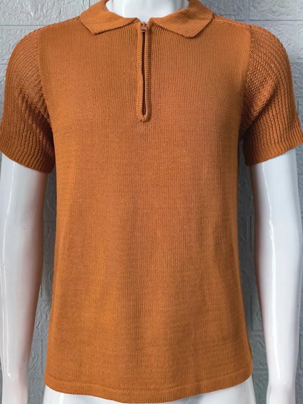 Men's Collared Neck Quarter Zip Knit Polo sold by Gigi Laurent product image thumbnail 2