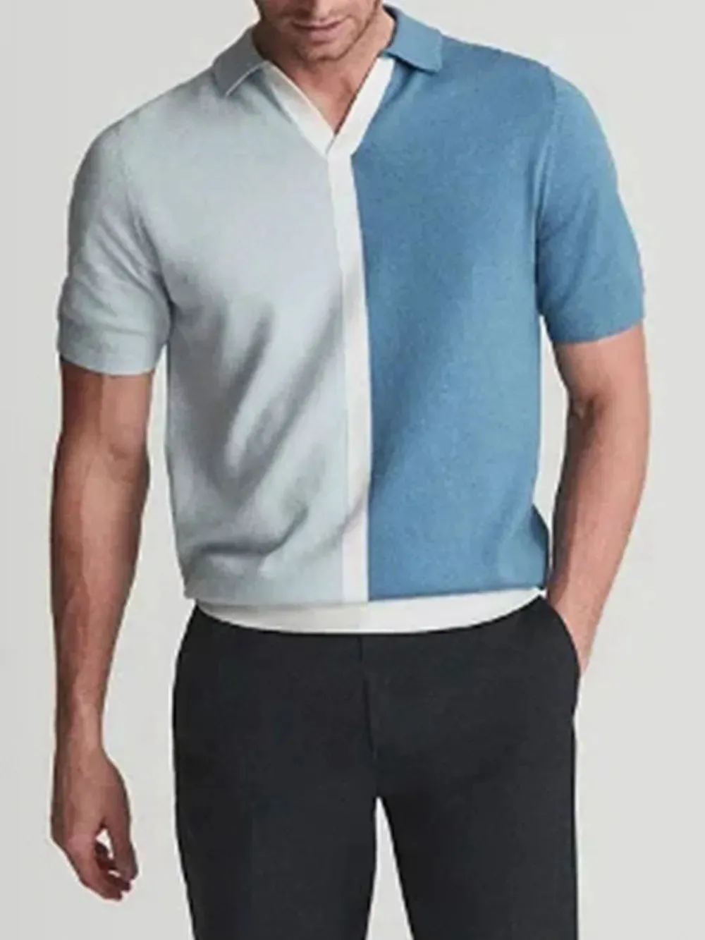 Men's Plus Size Two-Tone Short Sleeve Polo sold by Gigi Laurent product image thumbnail 2