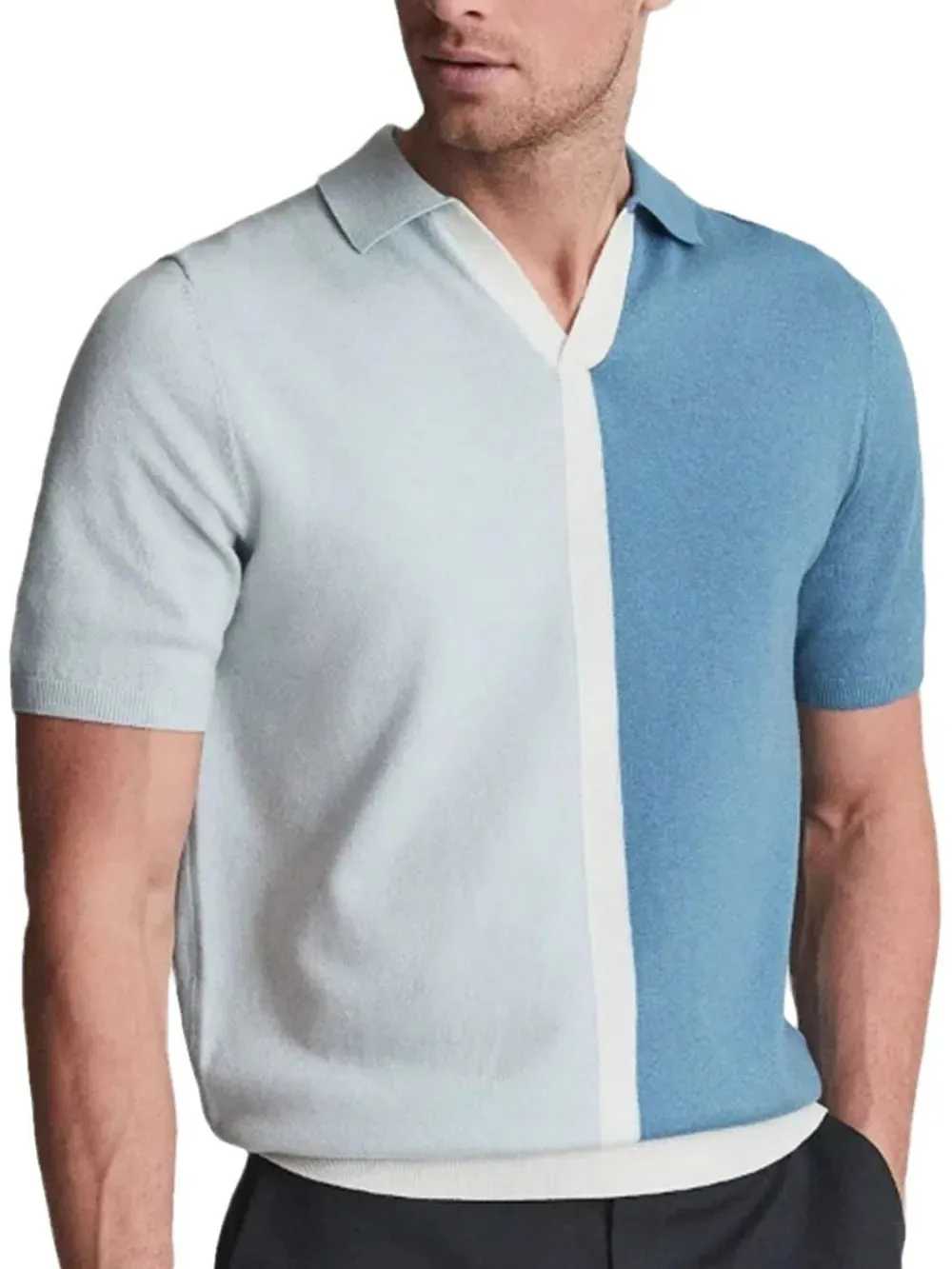 Men's Plus Size Two-Tone Short Sleeve Polo sold by Gigi Laurent product image thumbnail 4