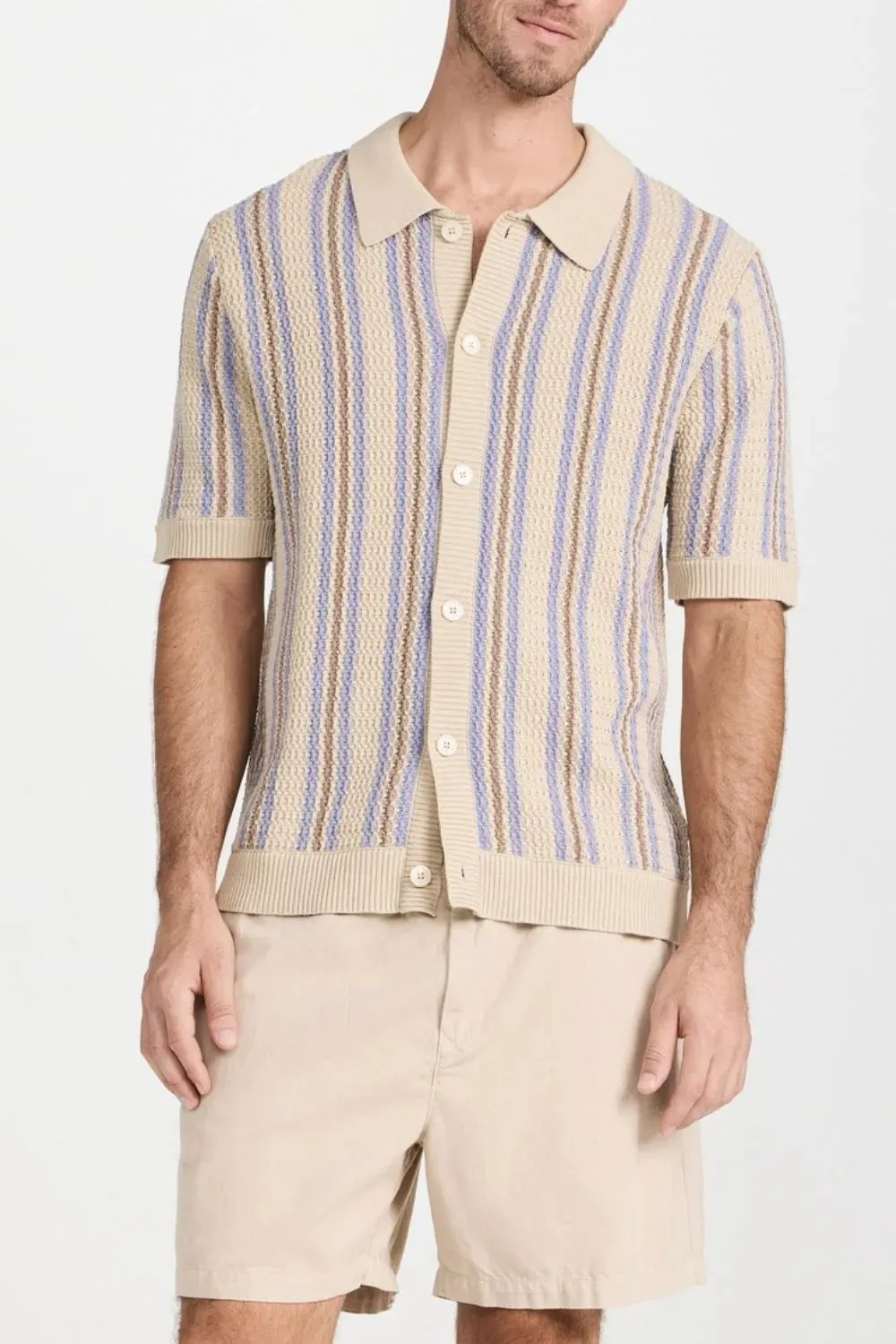Men's Plus Size Striped Button Down Short Sleeve Shirt sold by Gigi Laurent product image thumbnail 3