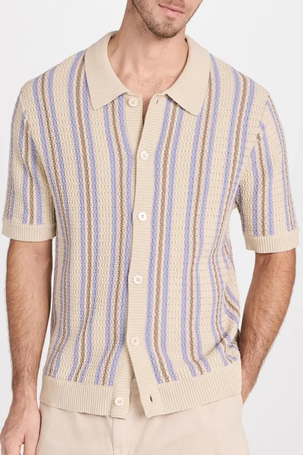 Men's Plus Size Striped Button Down Short Sleeve Shirt sold by Gigi Laurent