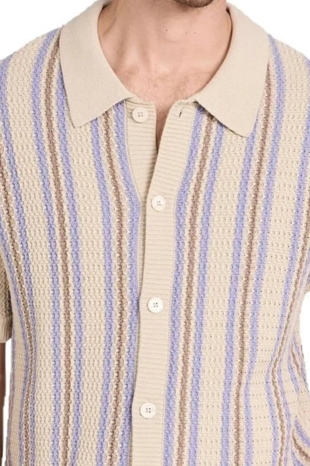 Men's Plus Size Striped Button Down Short Sleeve Shirt sold by Gigi Laurent product image thumbnail 4
