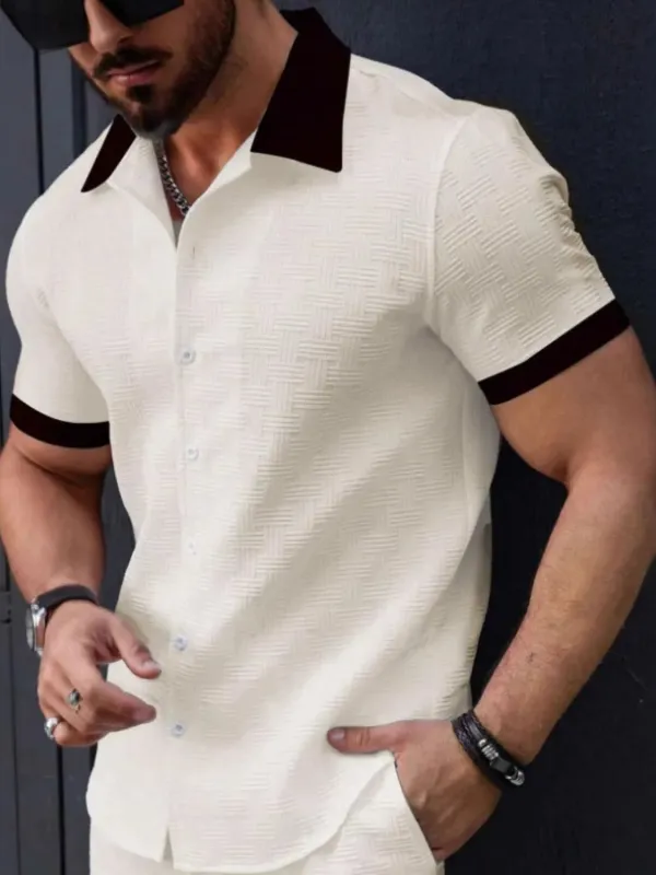 Men's Button Up Short Sleeve Shirt sold by Gigi Laurent