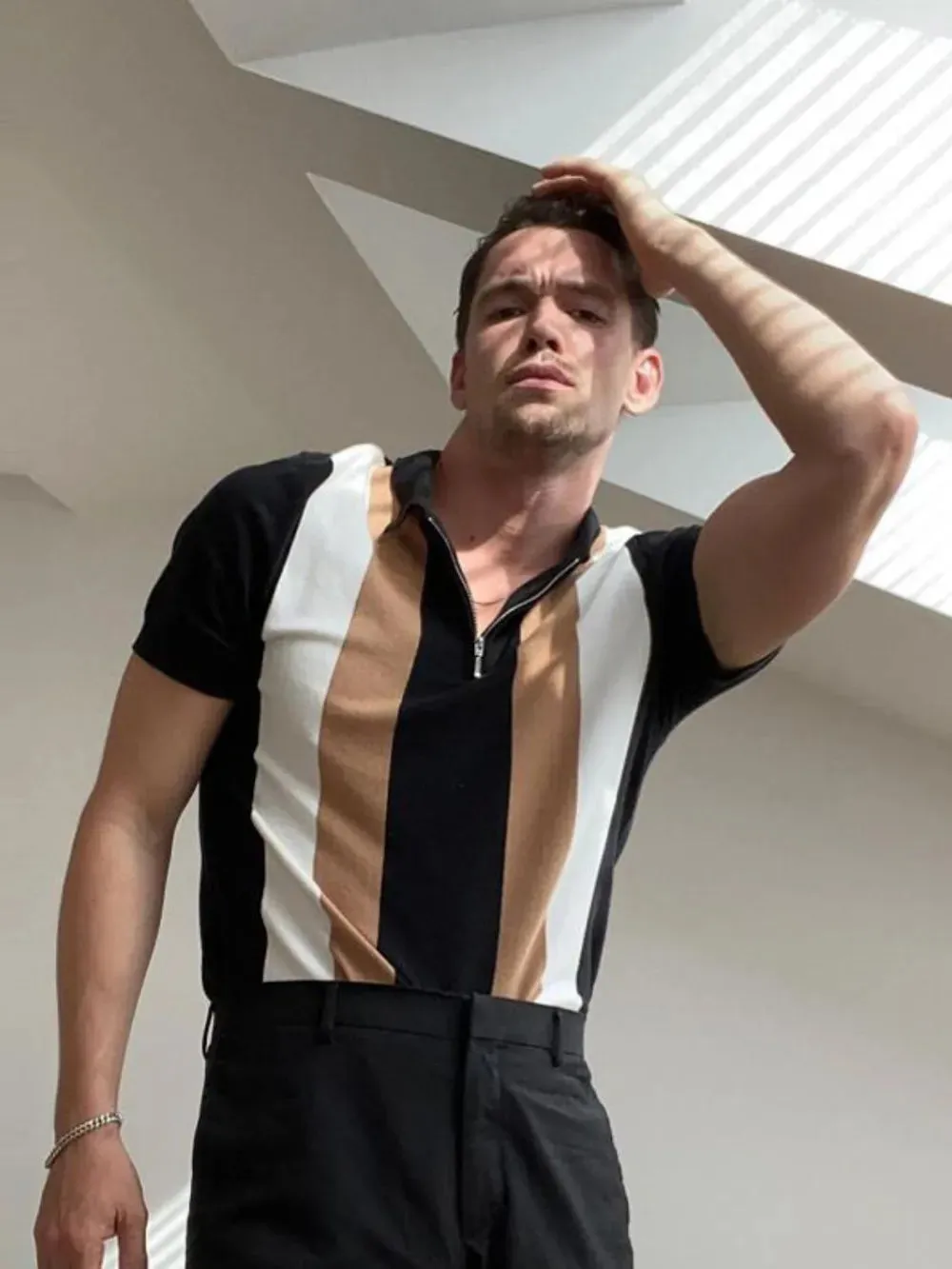 Men's Full Size Color Block Short Sleeve Polo Shirt Plus Size sold by Gigi Laurent product image thumbnail 2