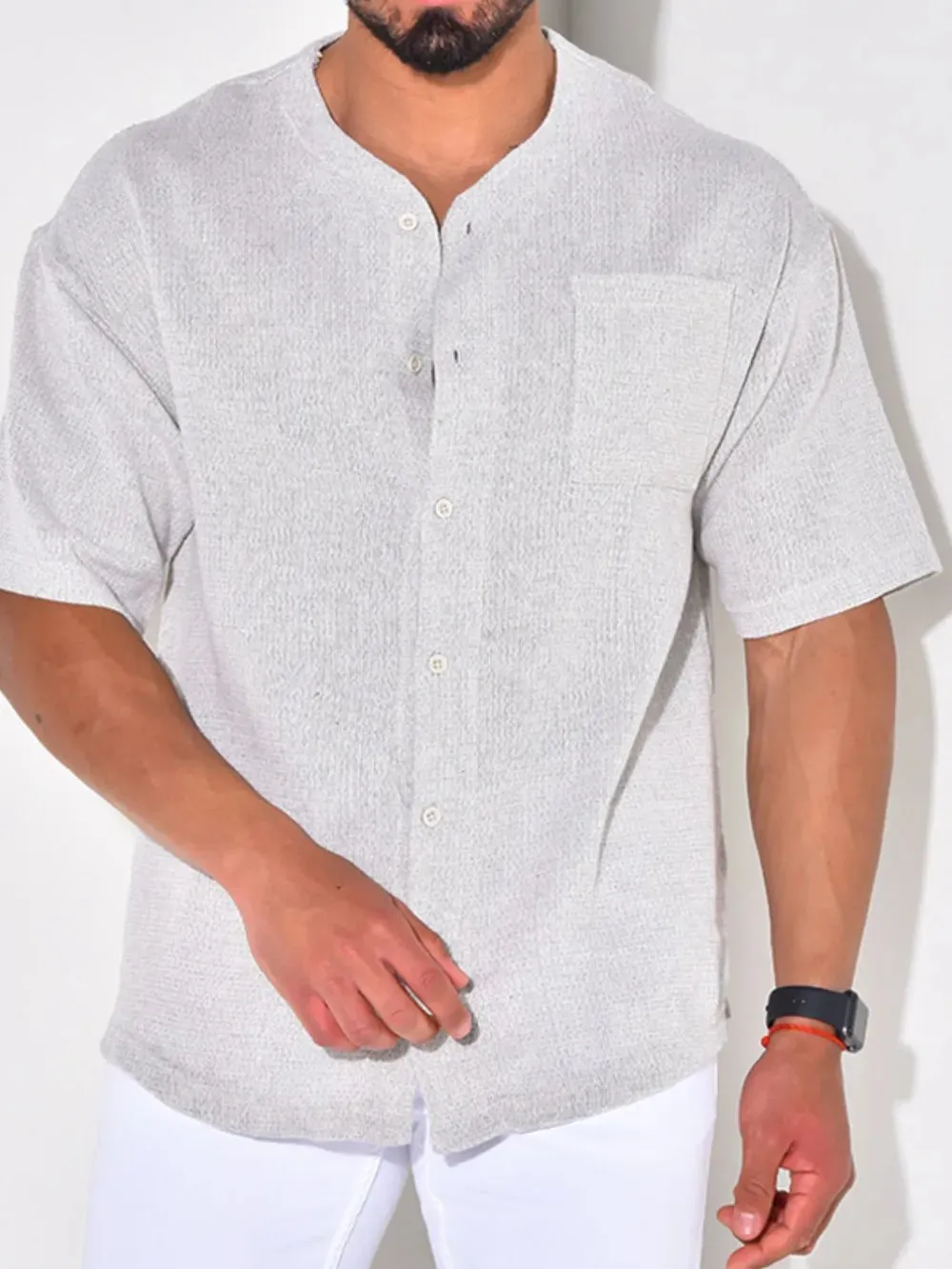 Men's Plus Size Chest Pocket Button Down Shirt sold by Gigi Laurent product image thumbnail 4