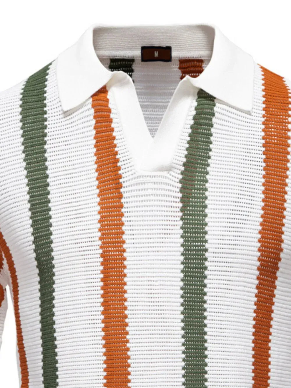 Men's Collared Neck Striped Knit Polo sold by Gigi Laurent product image thumbnail 5