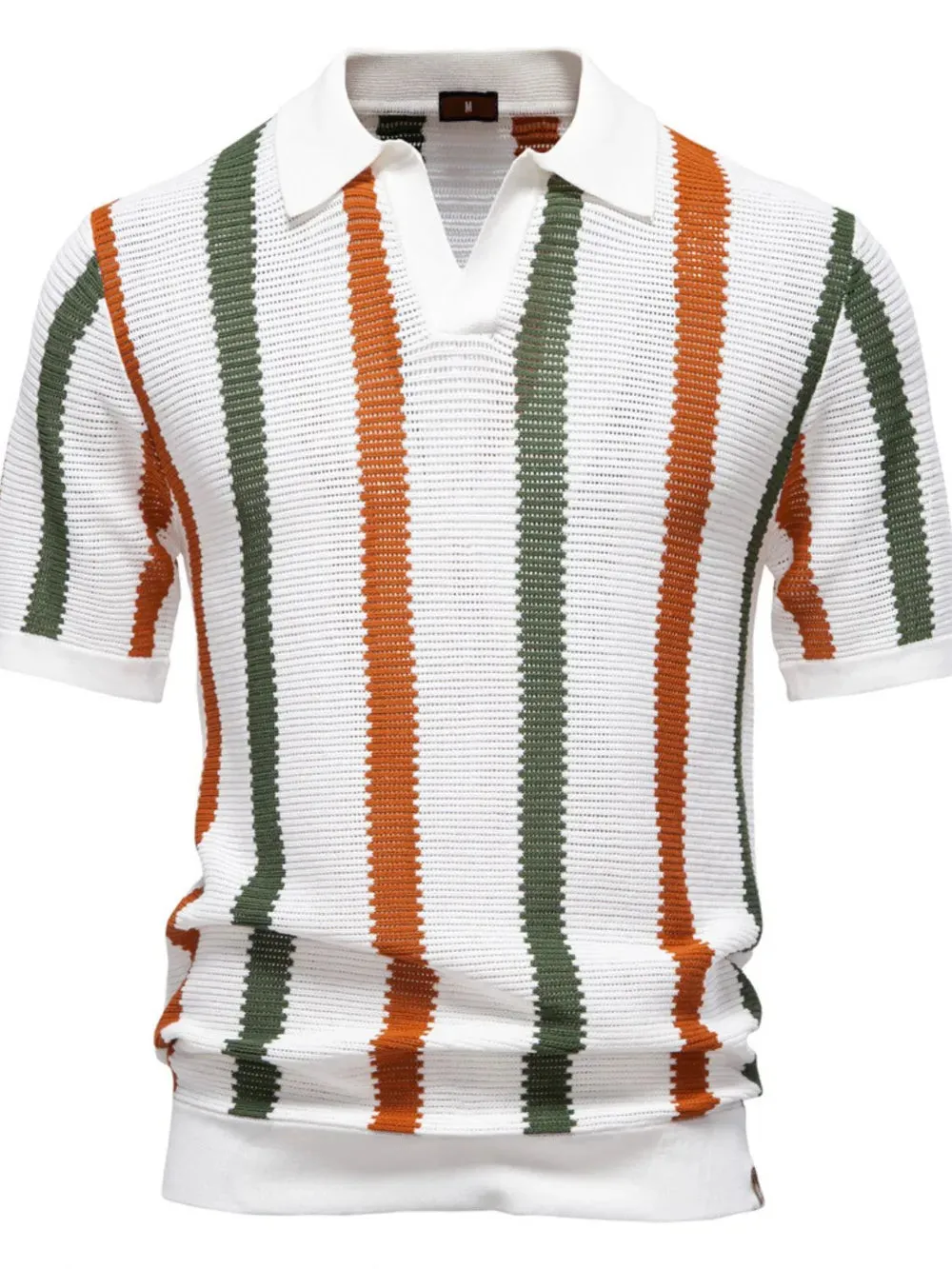 Men's Collared Neck Striped Knit Polo sold by Gigi Laurent